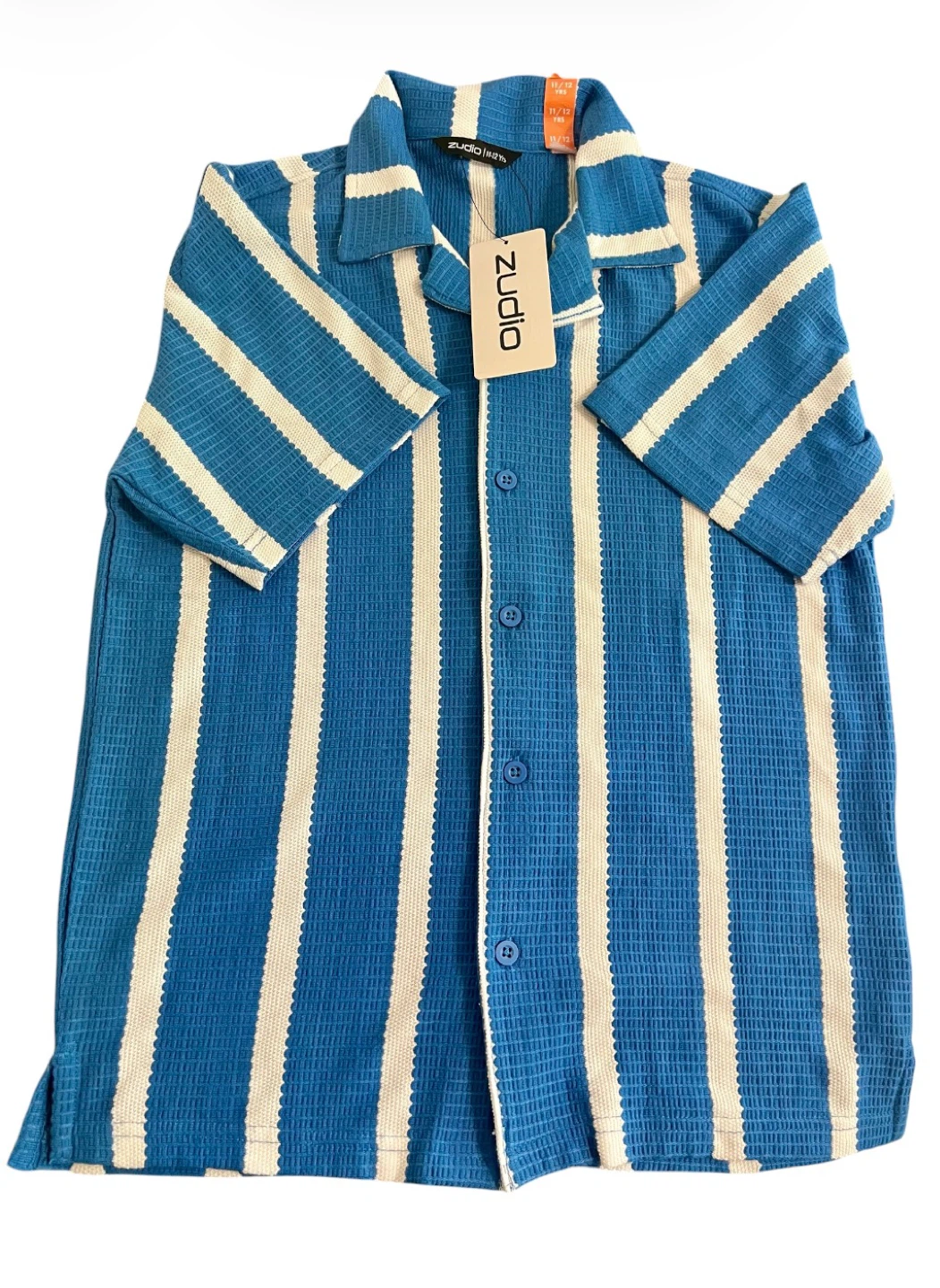 New Zudio Boys Textured Striped Button-Up Shirt Size 11/12Y