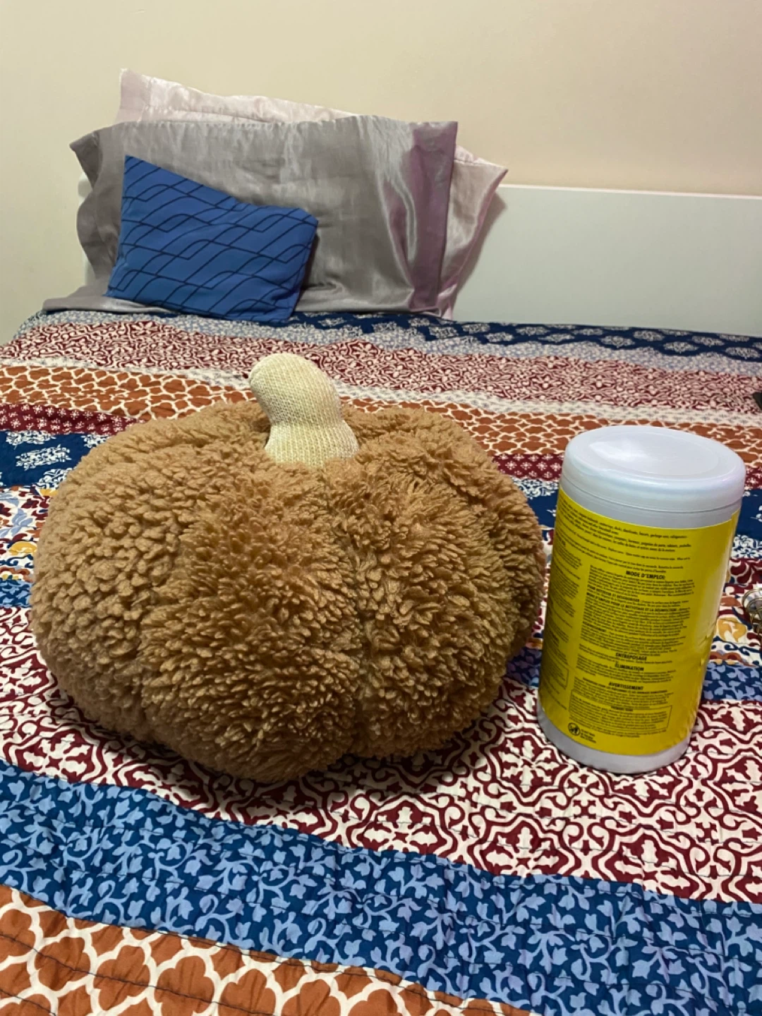 Fuzzy Brown Pumpkin Pillow