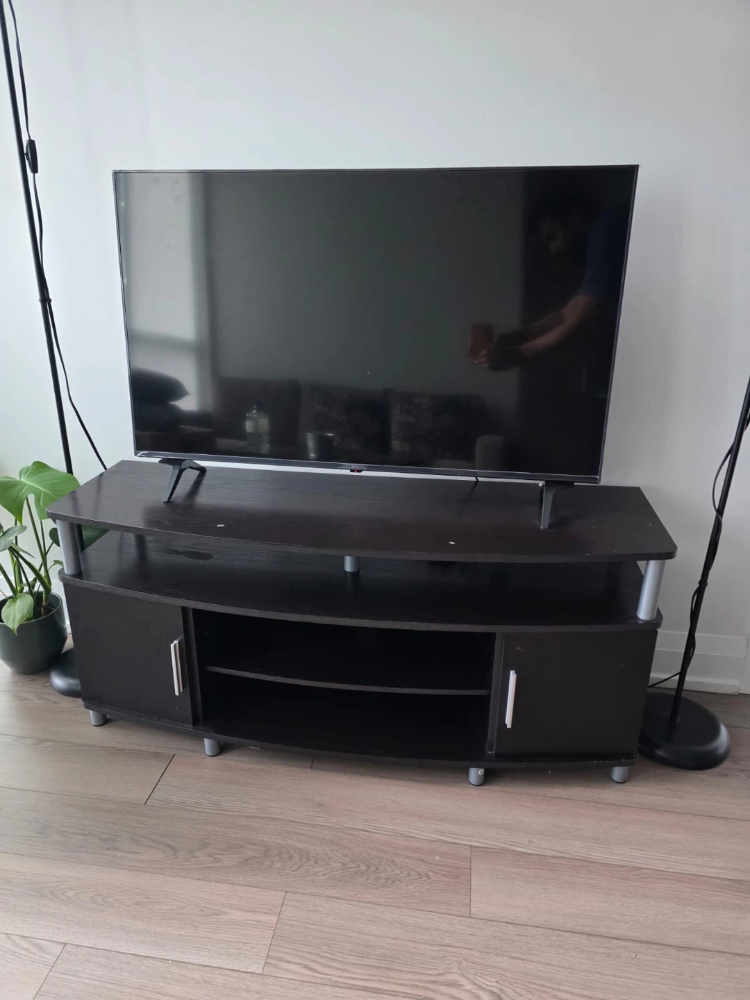 Black TV Stand with Cabinets