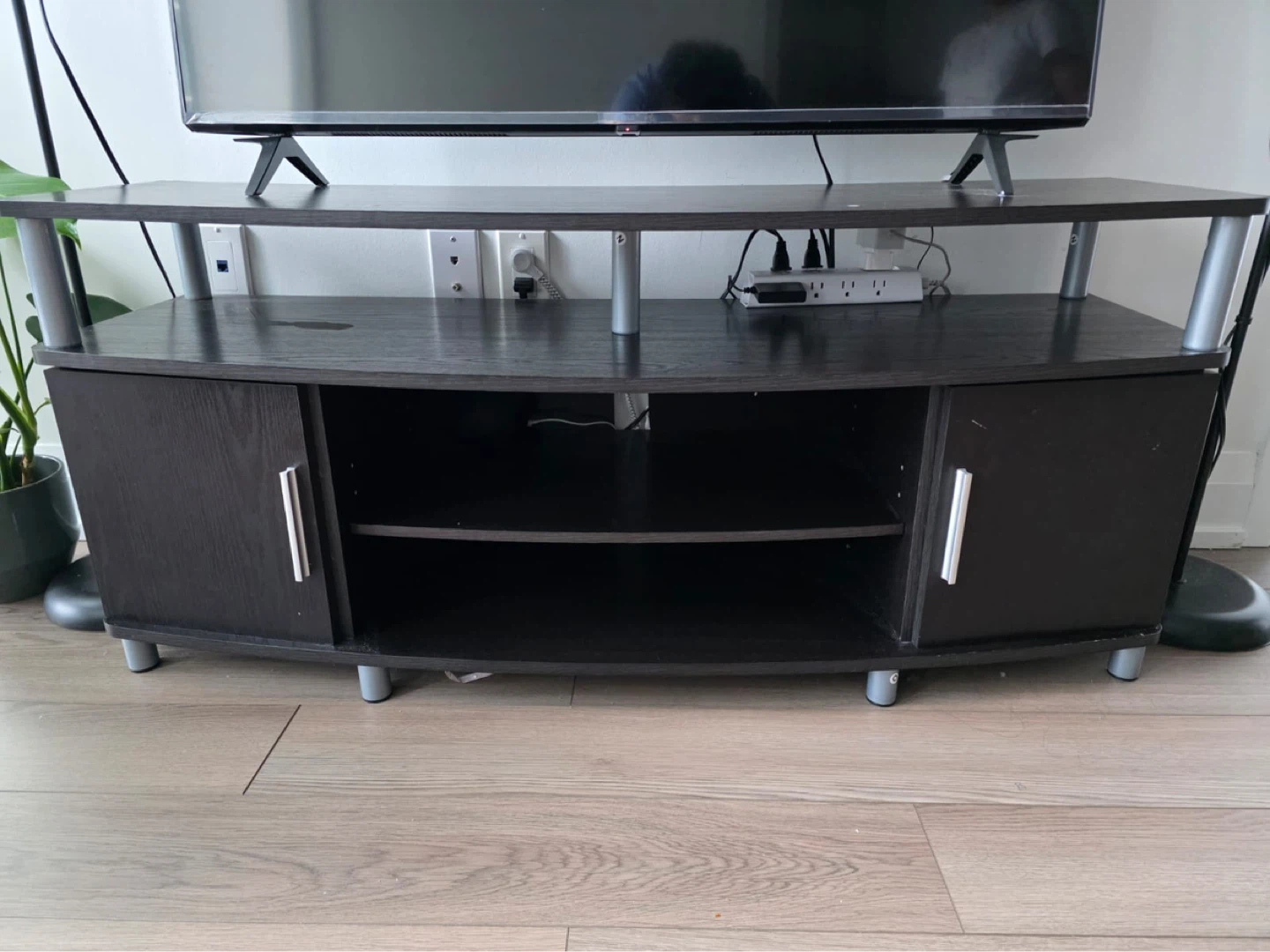 Black TV Stand with Cabinets - photo 2