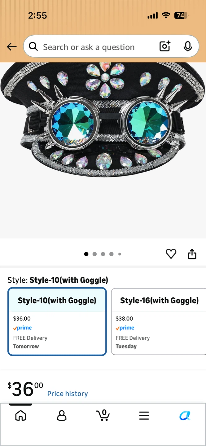 Decorative Military-Style Cap with Goggles and Gems - photo 4