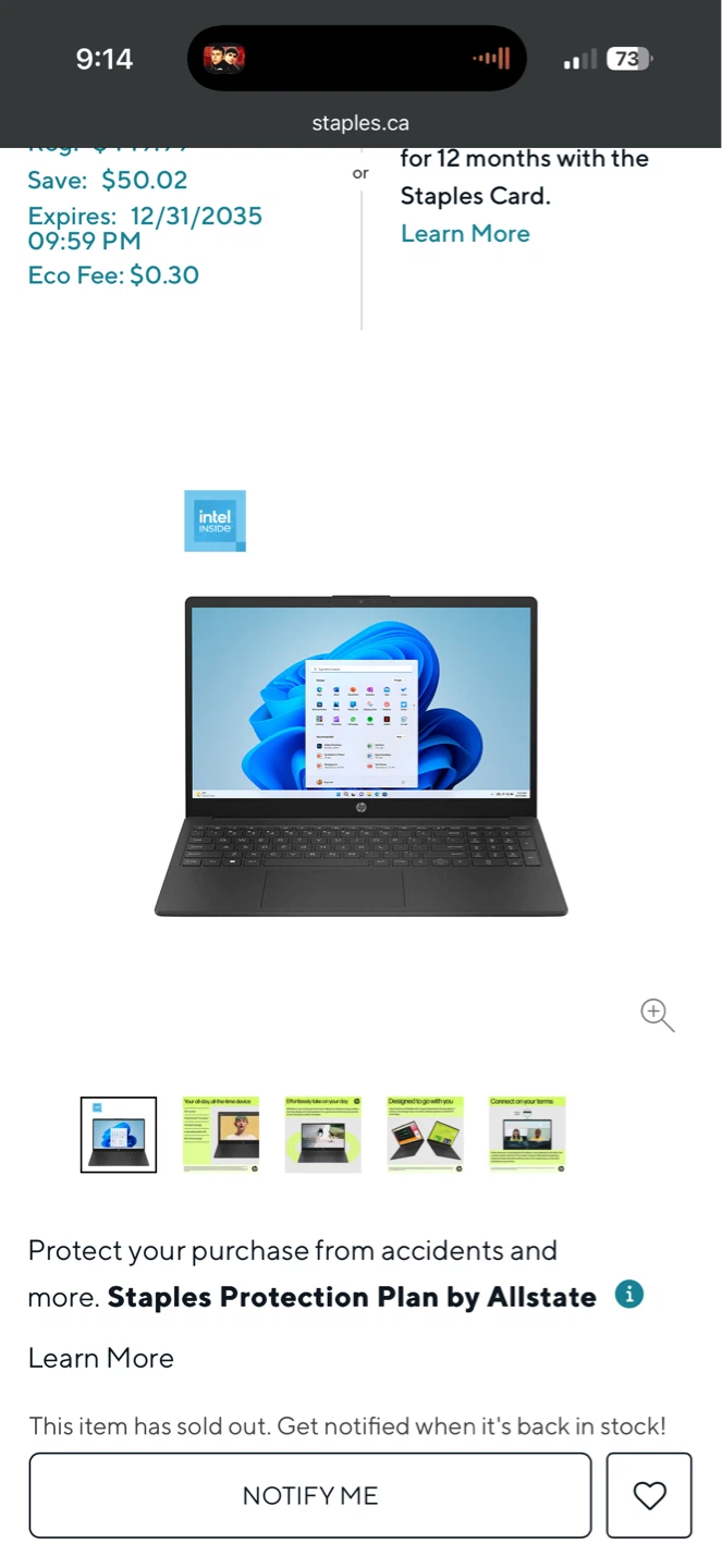 HP Laptop with Intel Inside