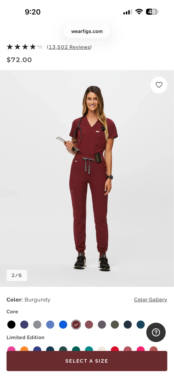 FIGS Zamora Scrub Pants - Burgundy - Size SR - photo 2