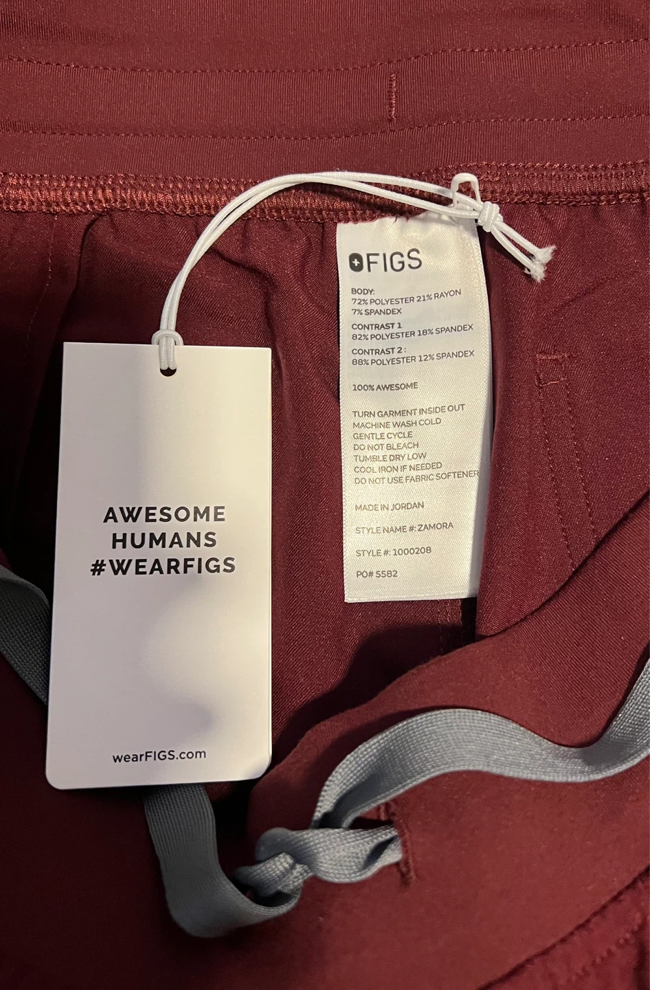 FIGS Zamora Scrub Pants - Burgundy - Size SR
