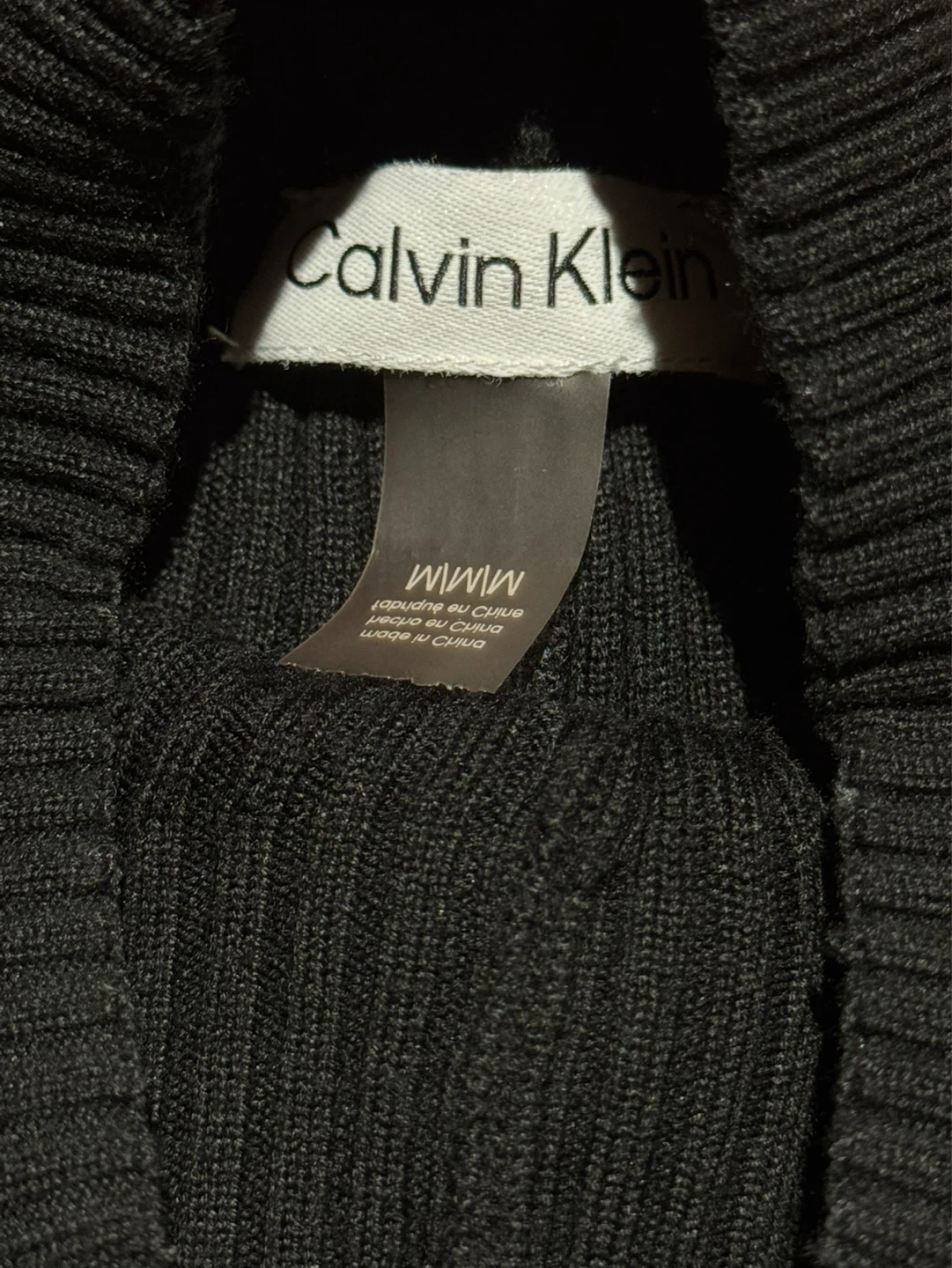 Calvin Klein Black Ribbed Knit Dress with Belt - M - photo 2
