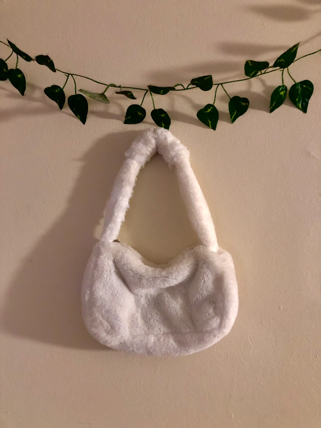 White Faux Fur Shoulder Bag