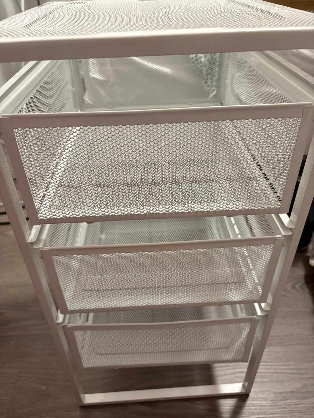 White 3-Drawer Mesh Storage Cart