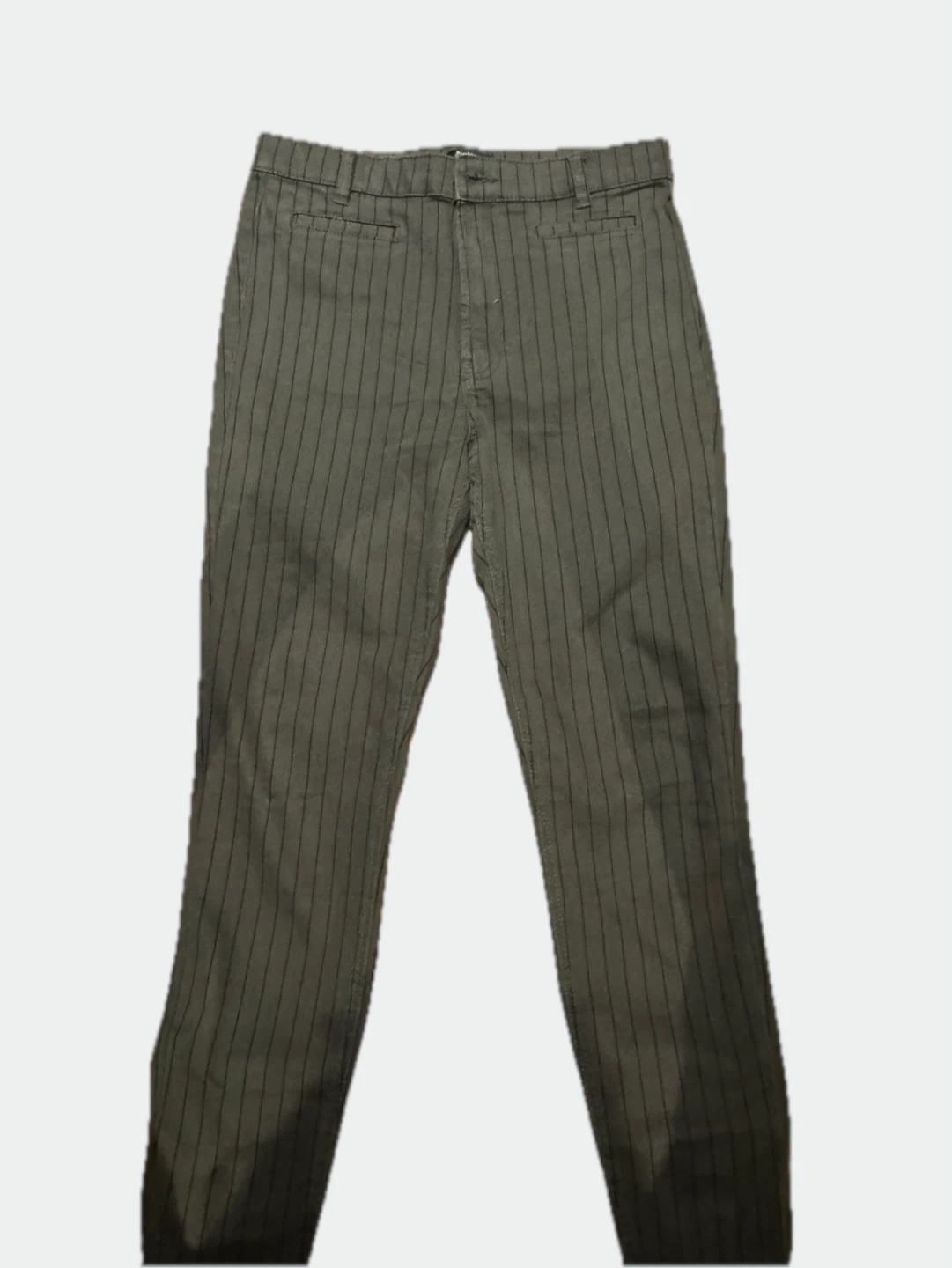 Bershka Pinstripe Pants - Khaki Green