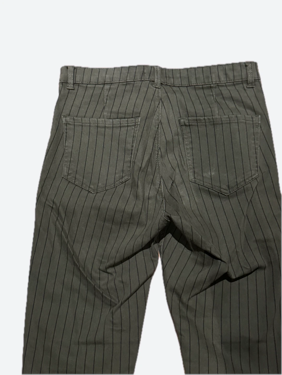 Bershka Pinstripe Pants - Khaki Green - photo 3