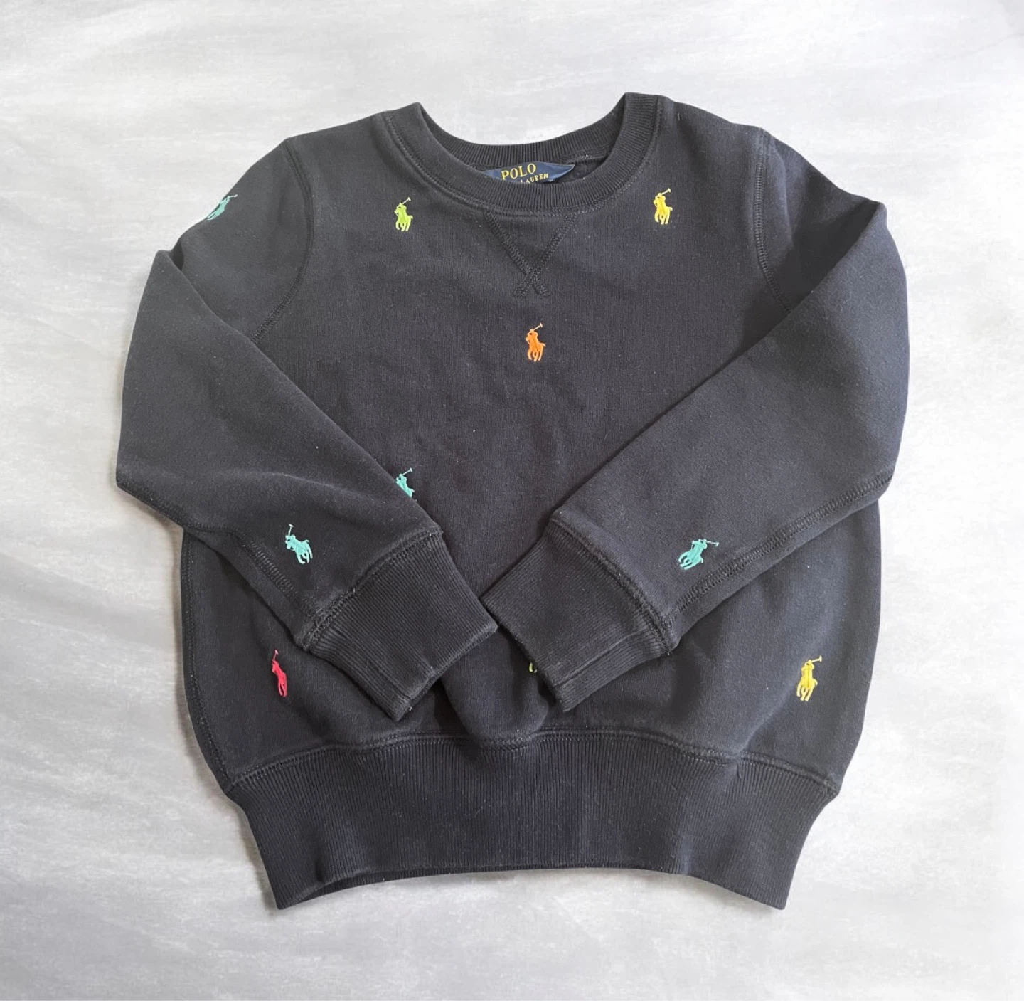 Polo Ralph Lauren Girls Navy Multicolor Pony Sweatshirt Size 7