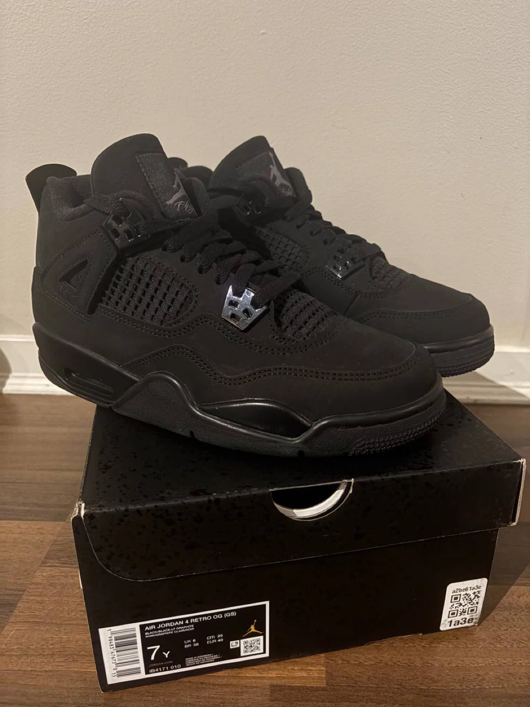 New Air Jordan 4 Black Cat Retro 2025 Youth Size 7
