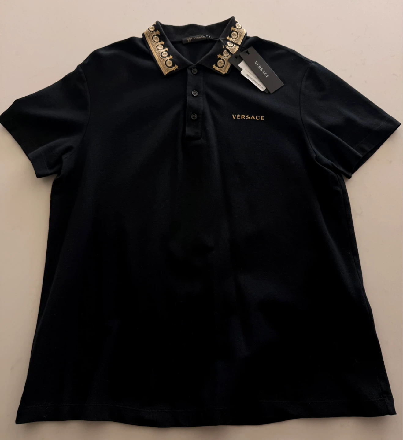 $105 Versace Gold ‘Royal’ Polo Authentic QR Code Size Small - photo 3
