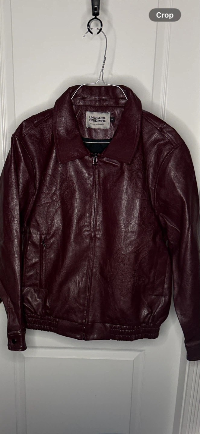 Vegan leather men’s jacket burgundy