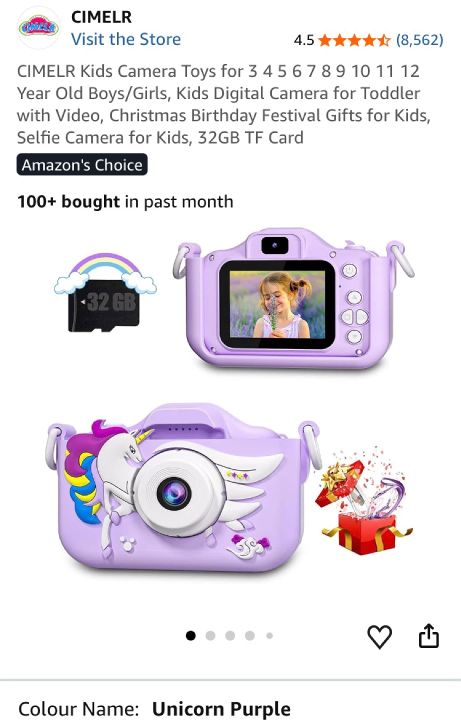 Kids Unicorn Purple Digital Camera with 32GB TF Card - photo 5