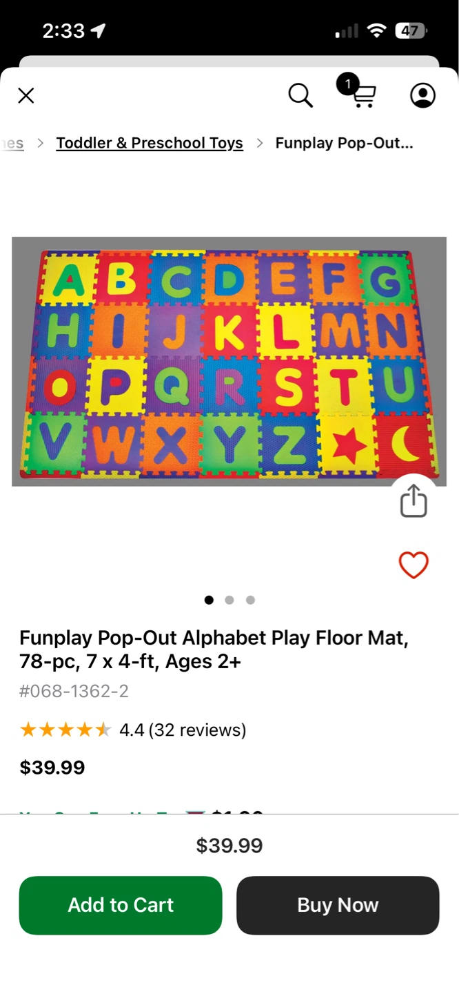 Funplay Pop-Out Alphabet Play Floor Mat - photo 2