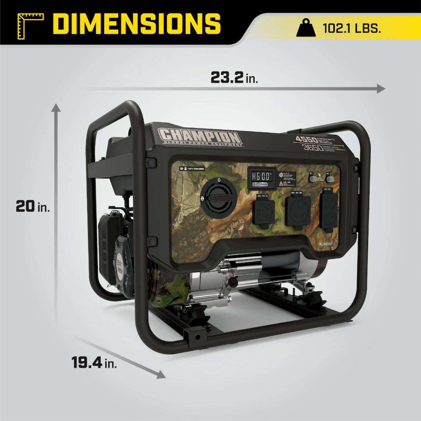 Champion 3650W/4550W Camouflage Portable Generator w CO Shield - photo 3