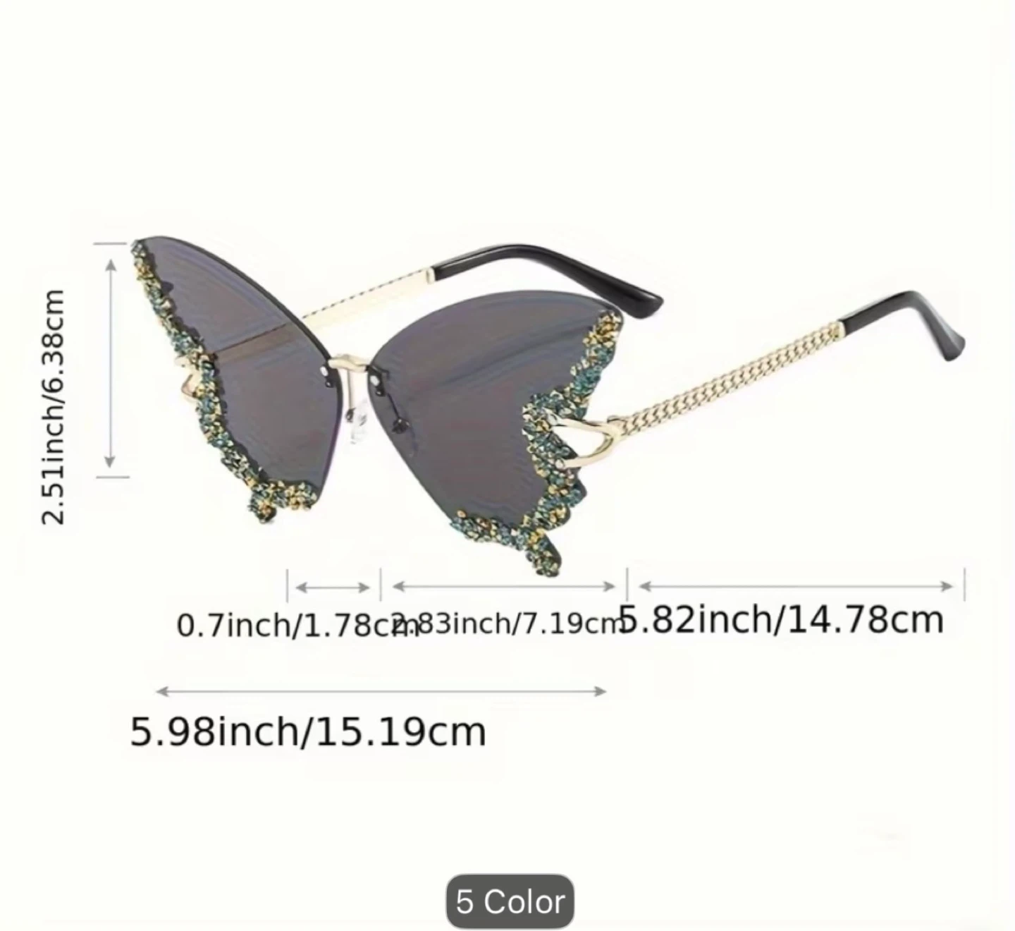 Butterfly Rhinestone Sunglasses - photo 3