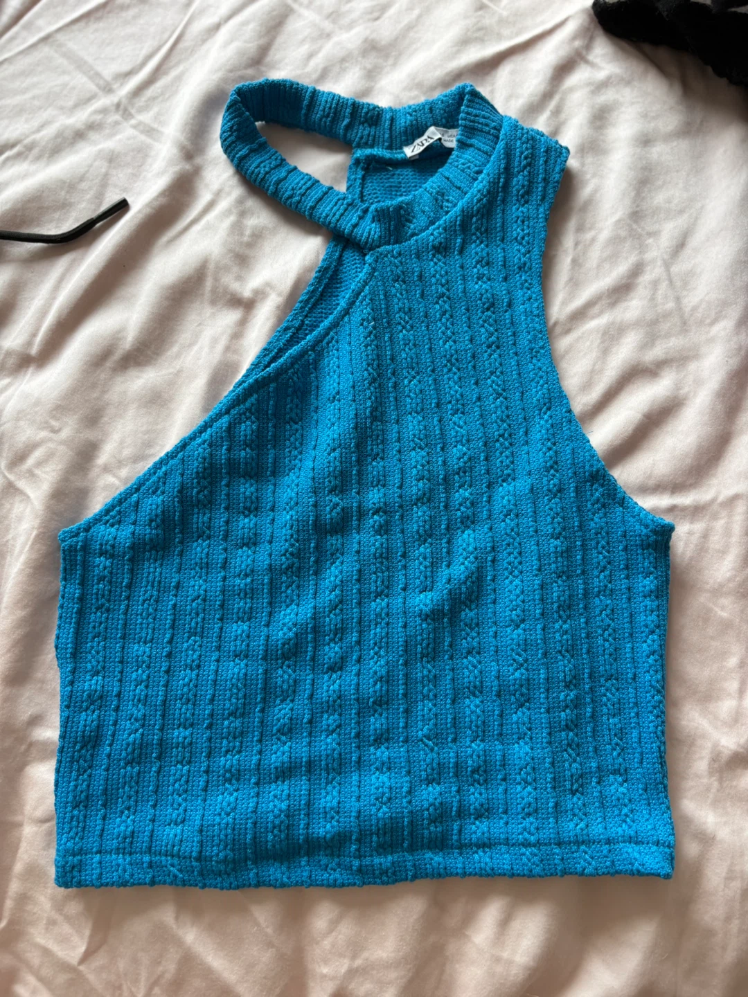Zara Blue Halter Neck Crop Top