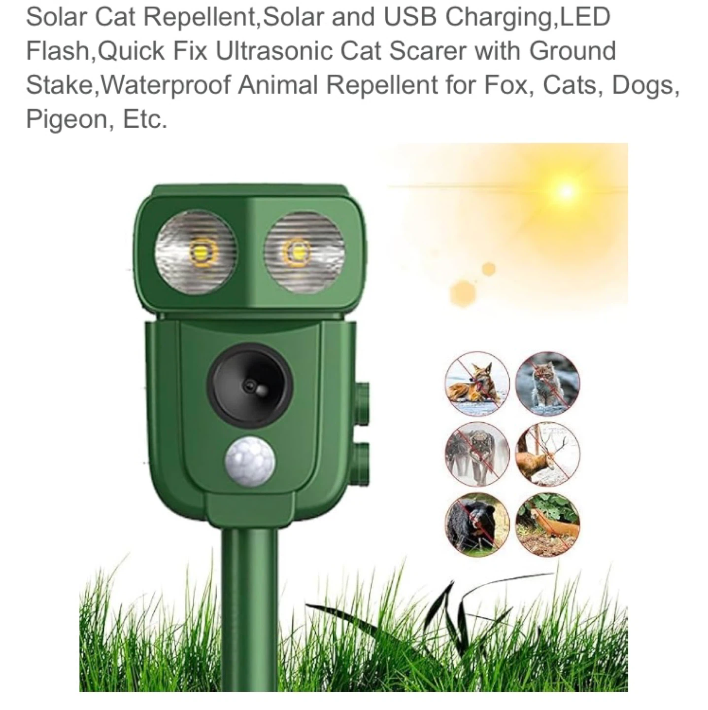 Outdoor Solar Ultrasonic Animal Repeller - photo 5