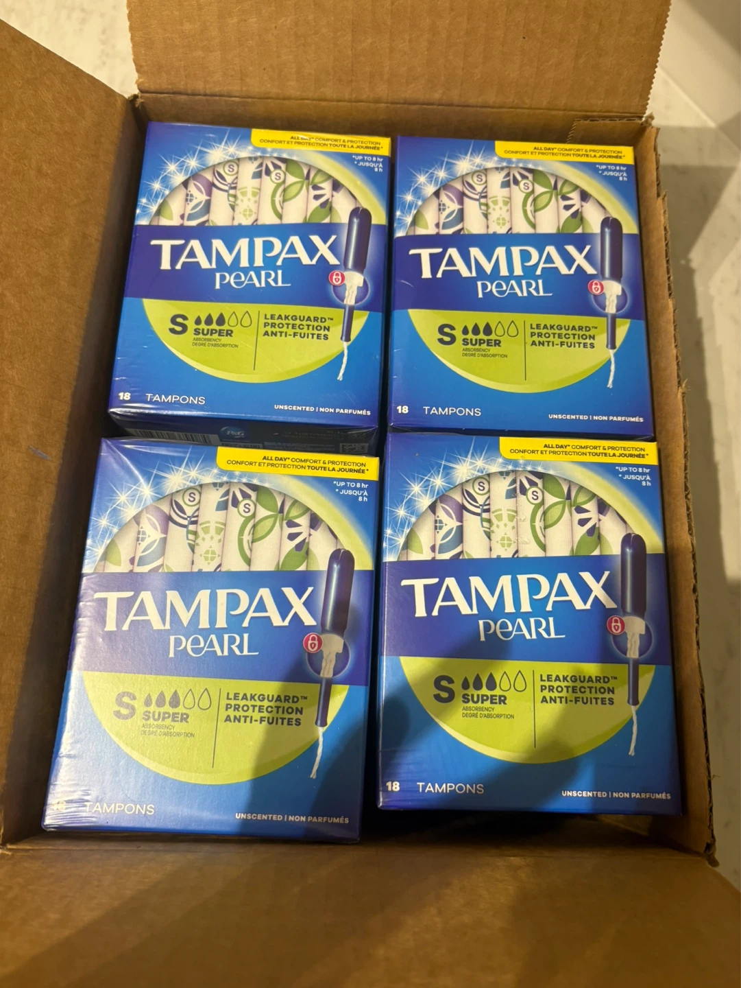 Tampax Pearl Super Unscented Tampons - 18 Count (Pack of 12)