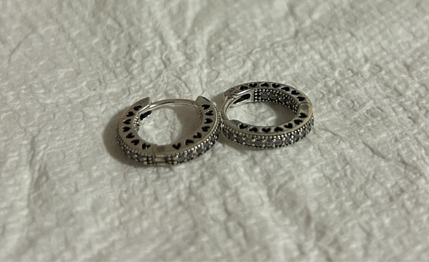 Pandora Sterling Silver Heart Hoop Earrings