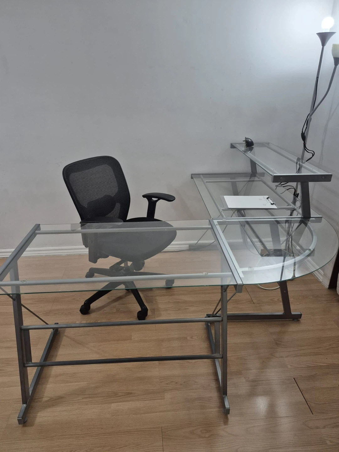 Glass L-Shaped Computer Desk