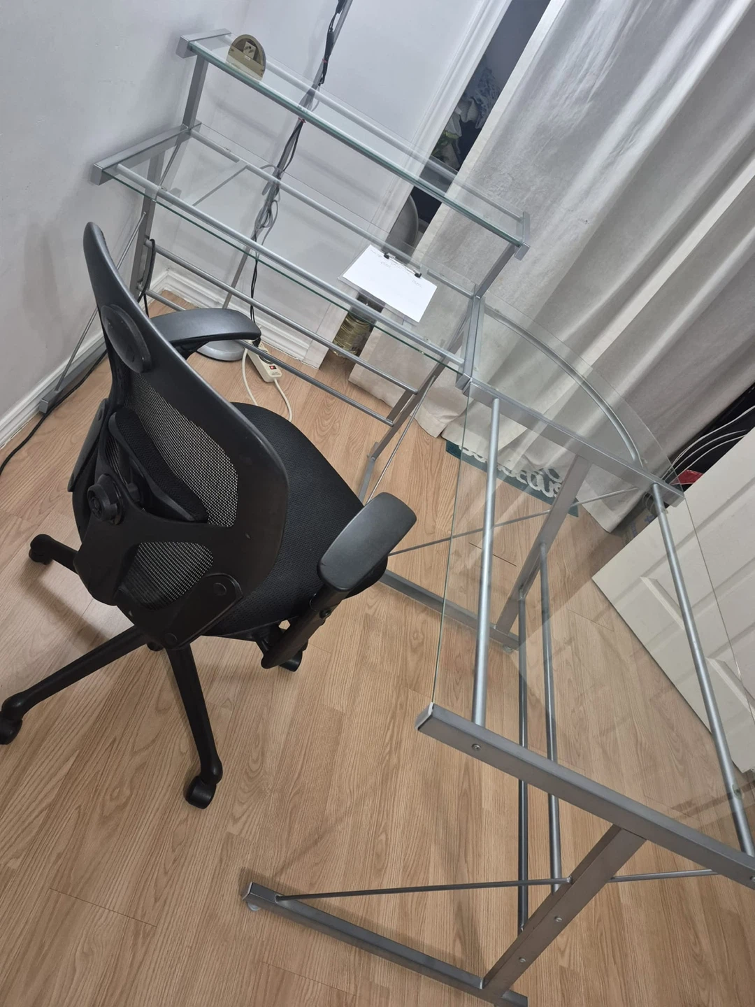 Glass L-Shaped Computer Desk - photo 2