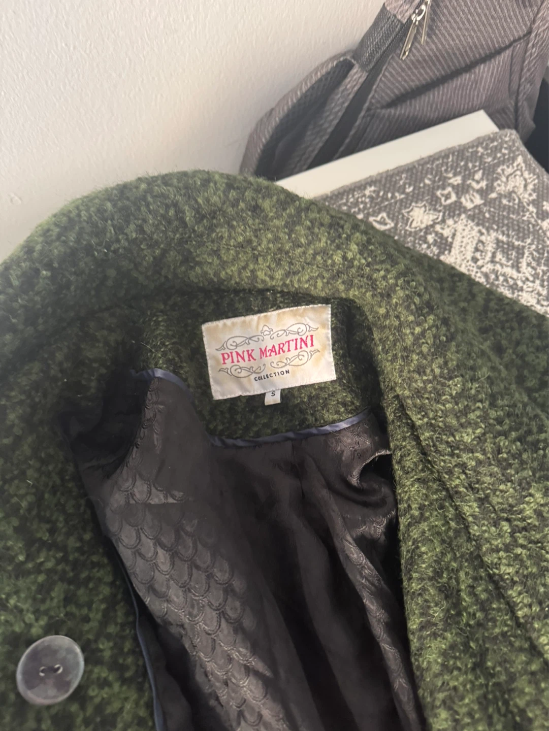 Pink Martini Collection Women's Green Tweed Coat - Size Small - photo 4
