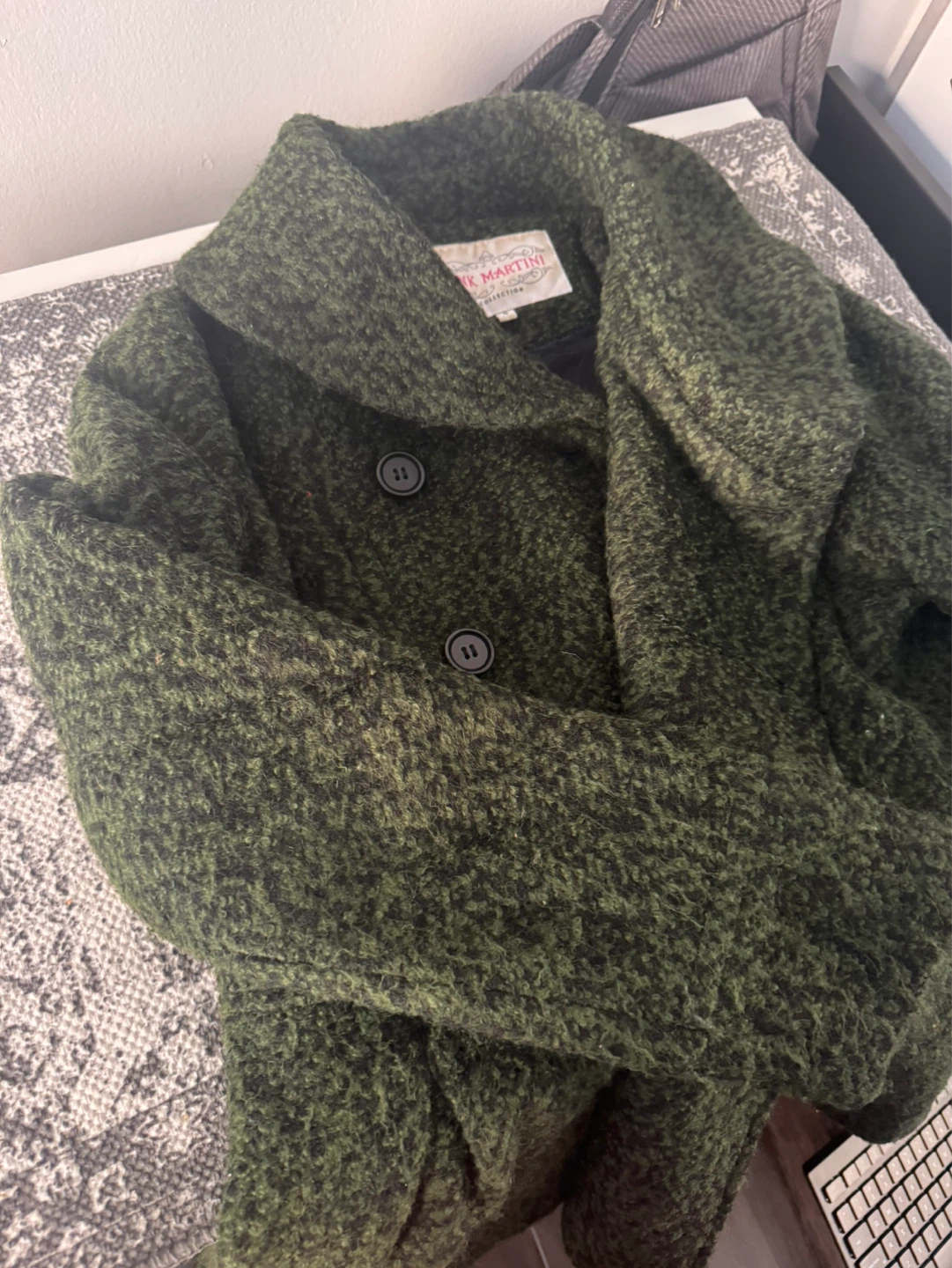 Pink Martini Collection Women's Green Tweed Coat - Size Small - photo 3