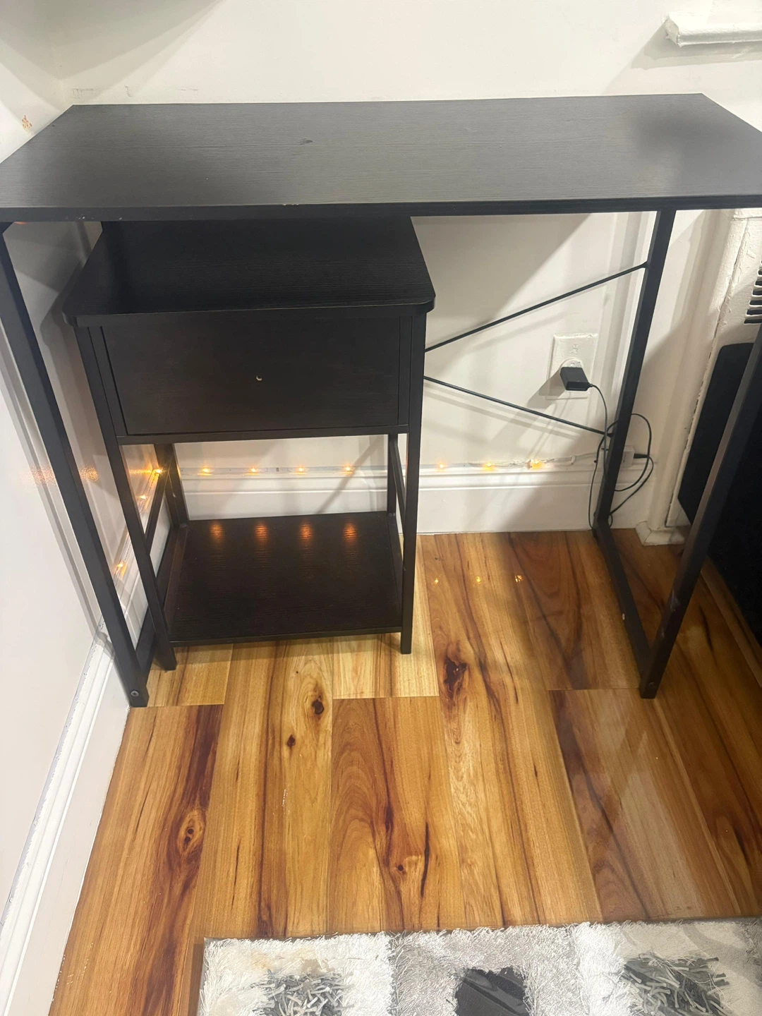 Black Desk with Storage Shelf