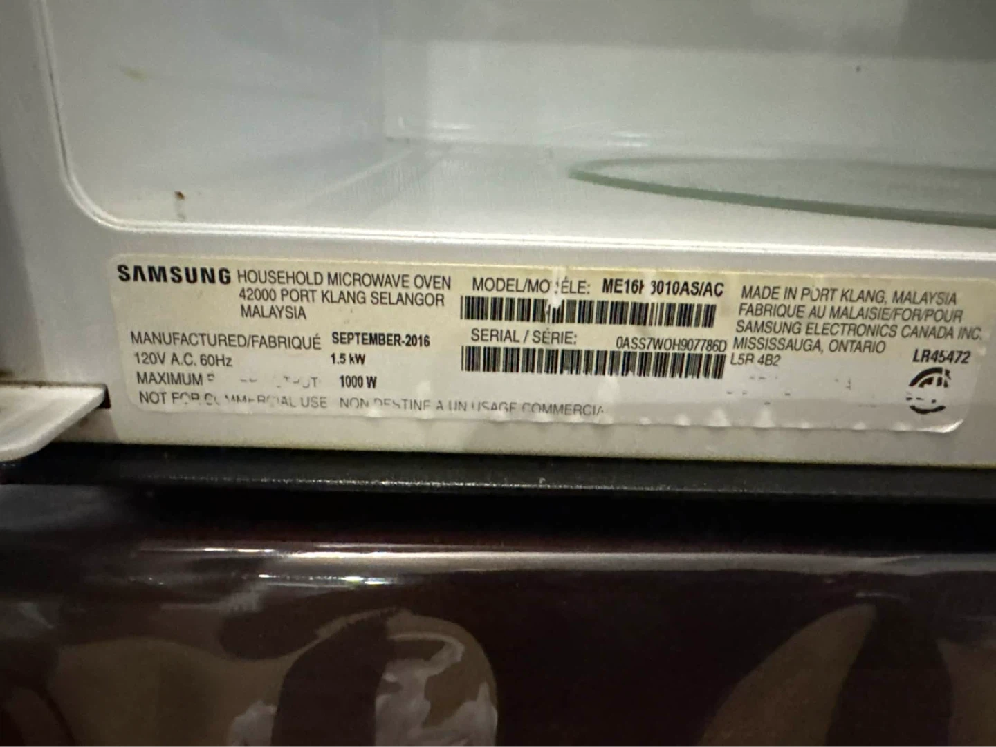 Samsung Over-the-Range Microwave ME16H706