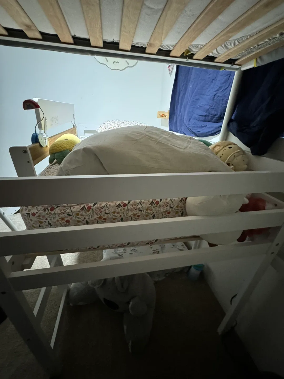 White Twin Loft Bed with Slide - photo 3