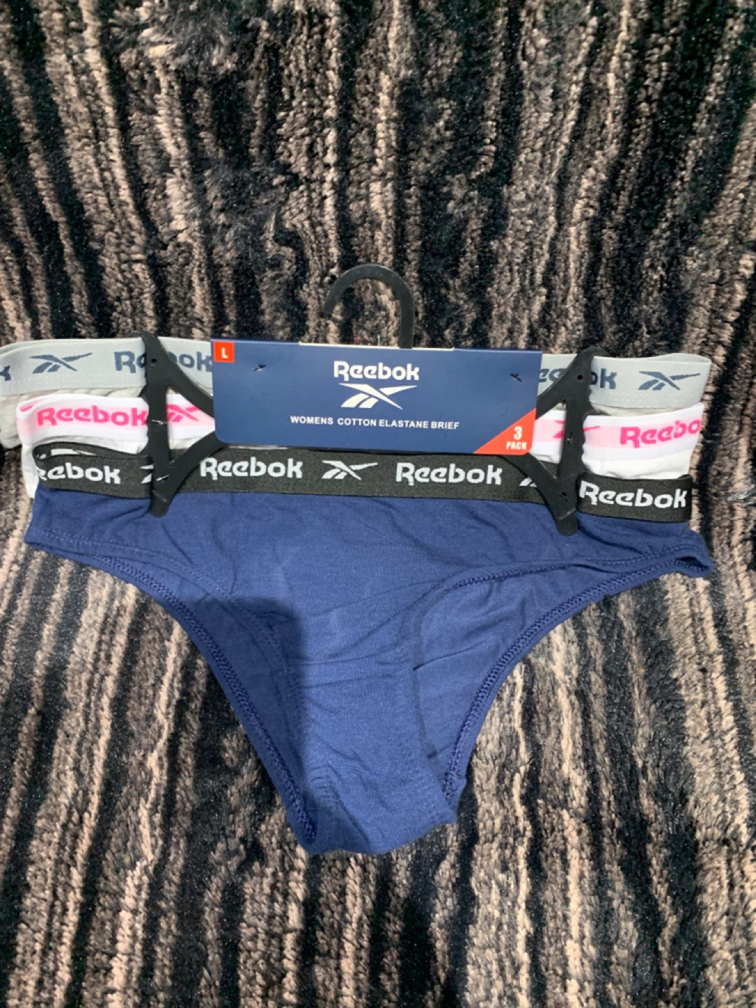 Reebok Women's Cotton Elastane Briefs - Size L (3 Pack)