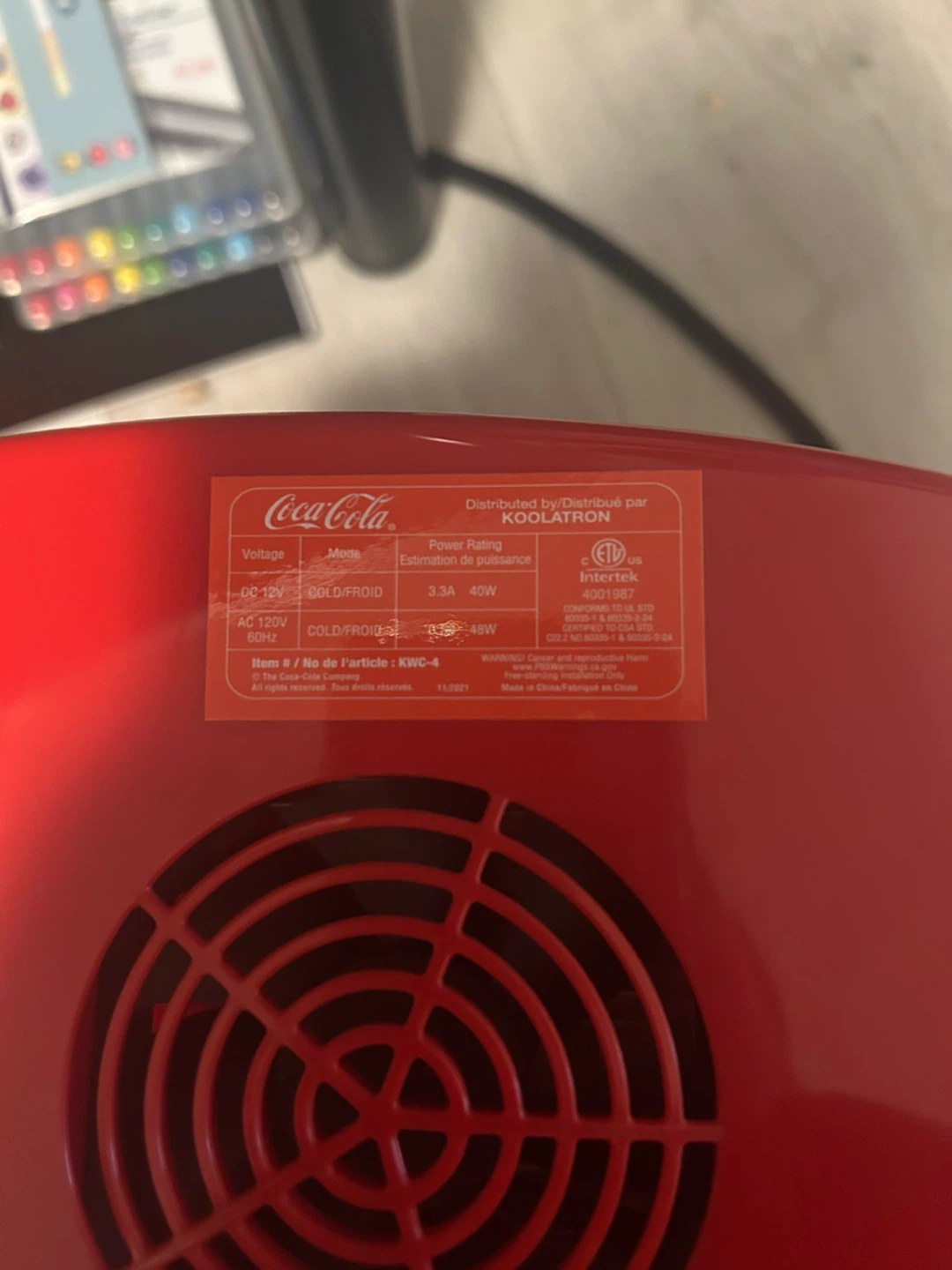 Coca-Cola Mini Fridge KWC-4 - photo 3