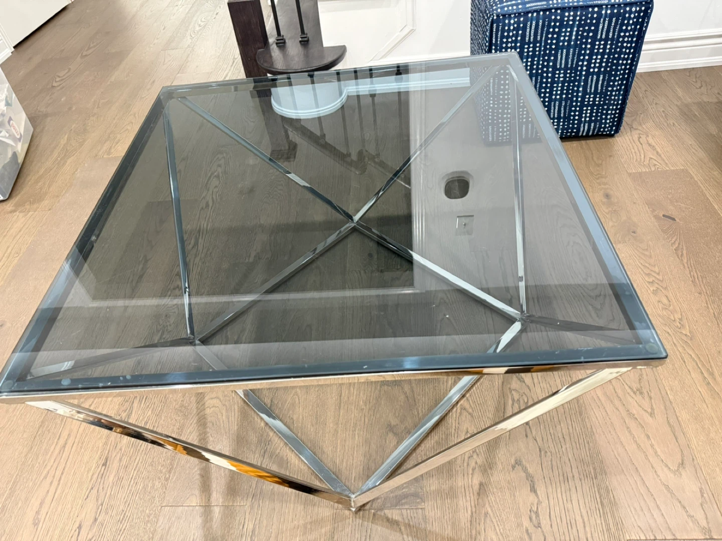Glass Top Coffee Table with Chrome Base - photo 2
