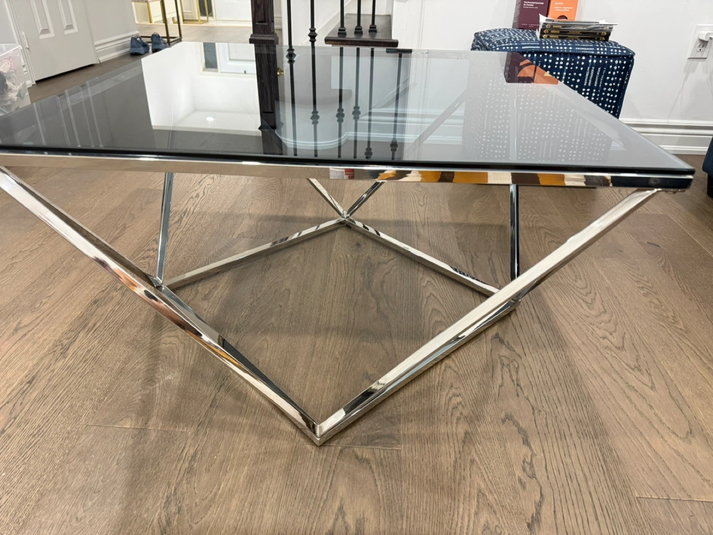 Glass Top Coffee Table with Chrome Base