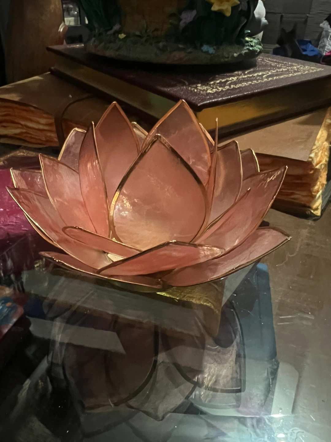 Capiz Lotus Tealight Holder - Pink