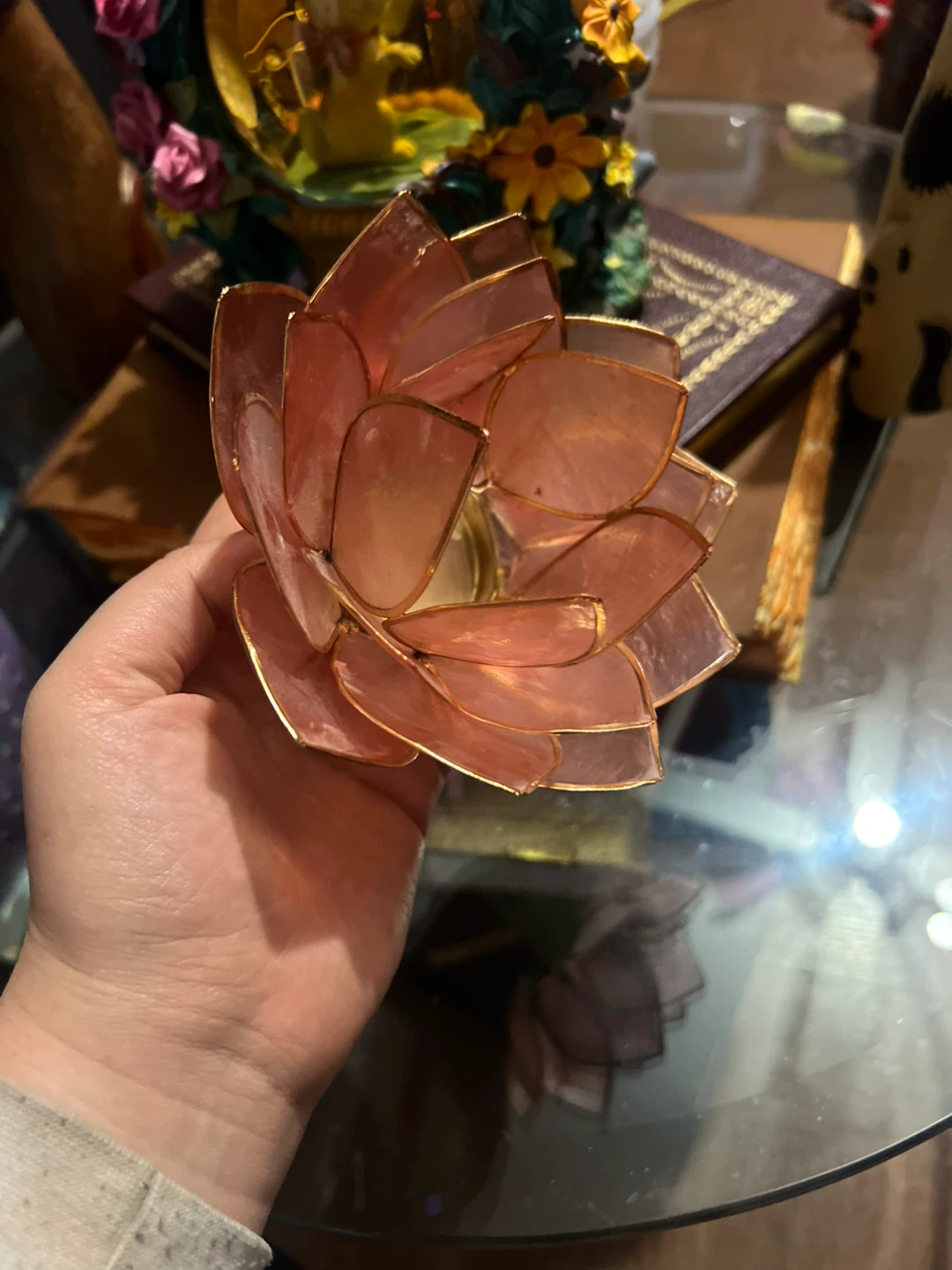 Capiz Lotus Tealight Holder - Pink - photo 5