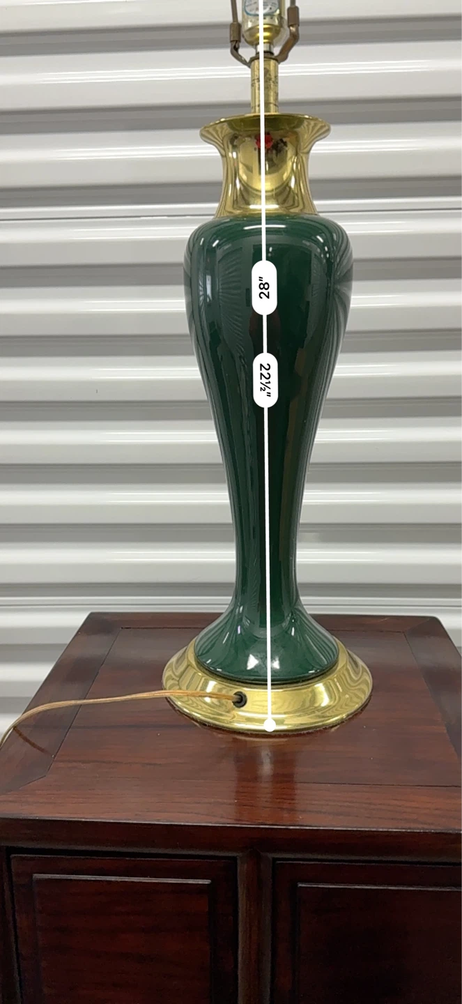 Mid-Century Green Ceramic Table Lamp w/brass base - photo 4