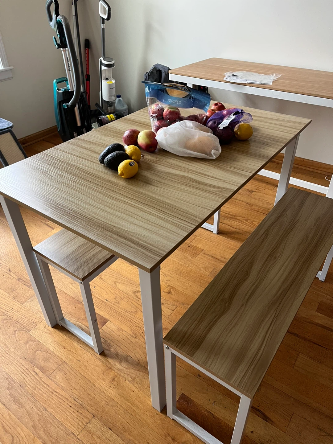 Dining Table and Bench Set - Wood Grain Finish