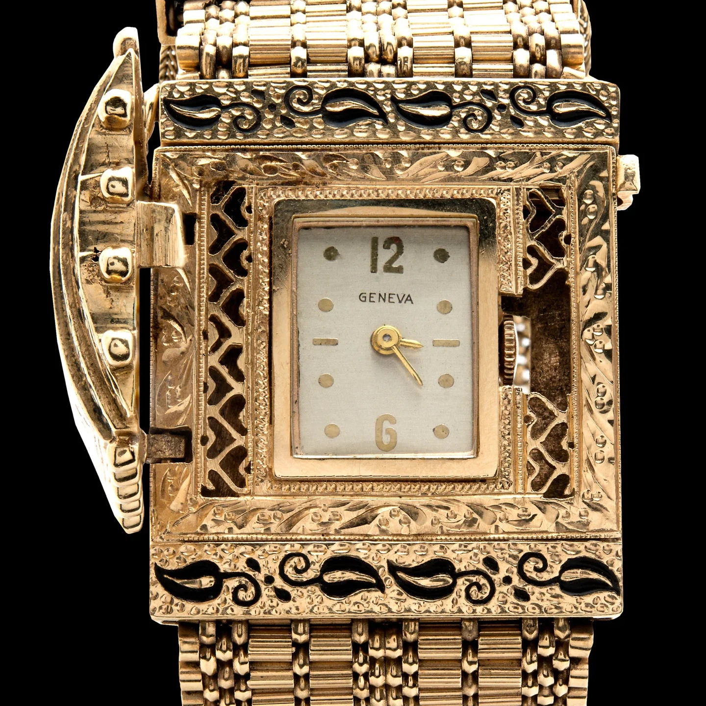 Vintage Geneva Gold Tone Watch with Ornate Design - photo 2