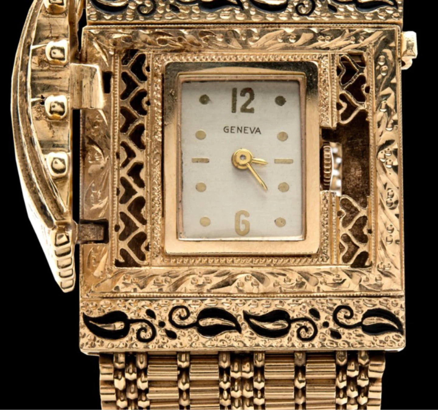 Vintage Geneva Gold Tone Watch with Ornate Design - photo 3