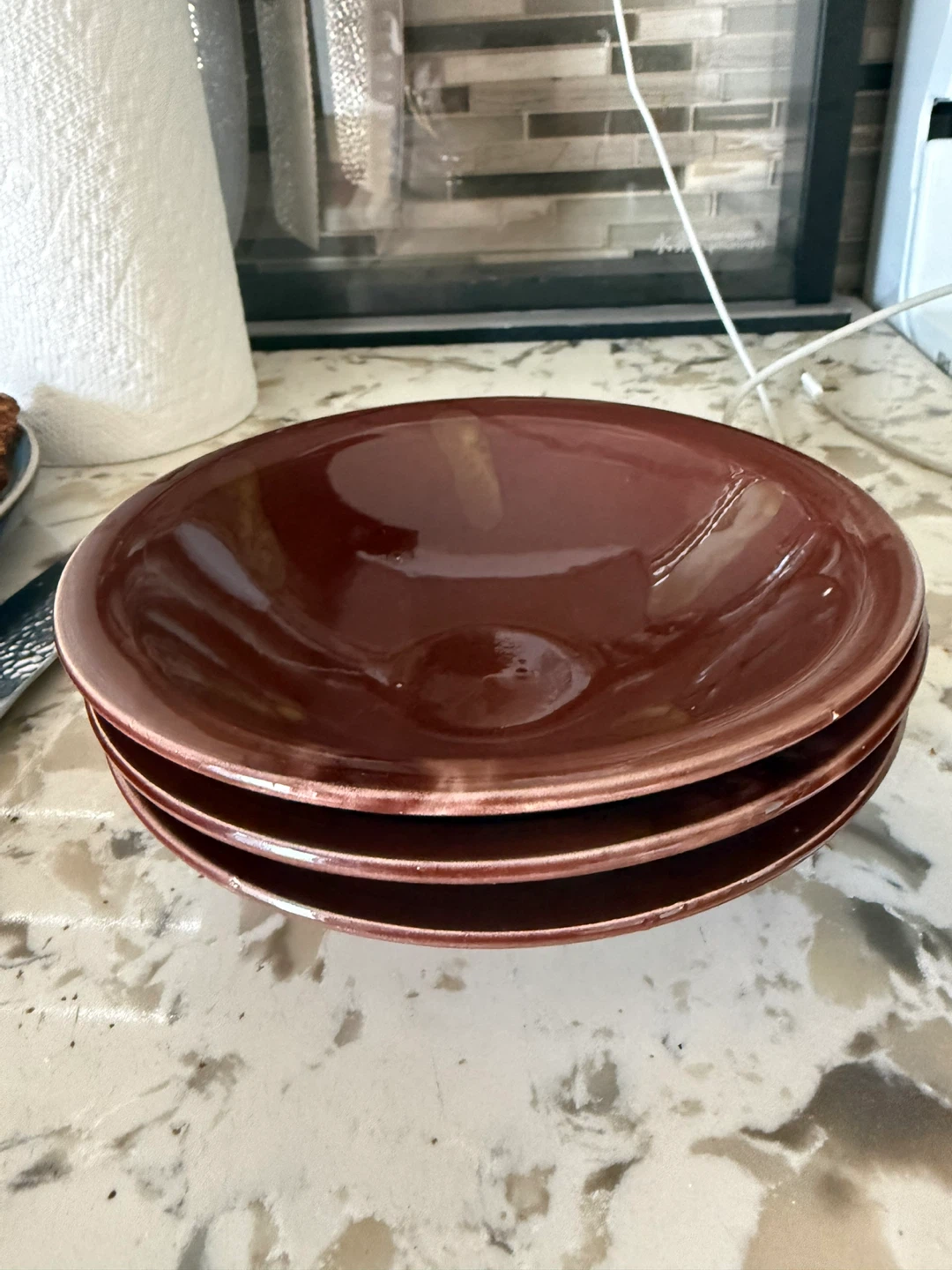 Set of 3 Brown Ceramic Bowls