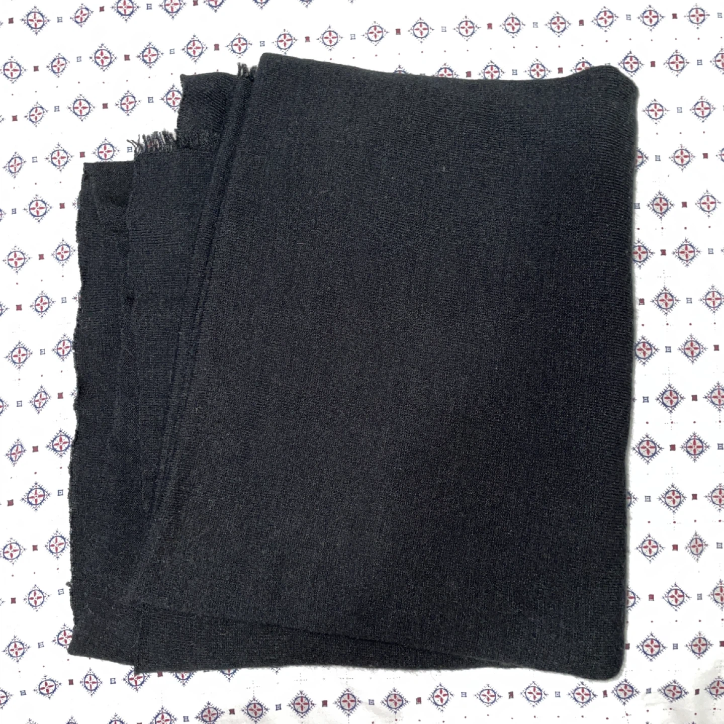Zara Frayed Fine Knit Scarf - Black (58 x 46 inches)