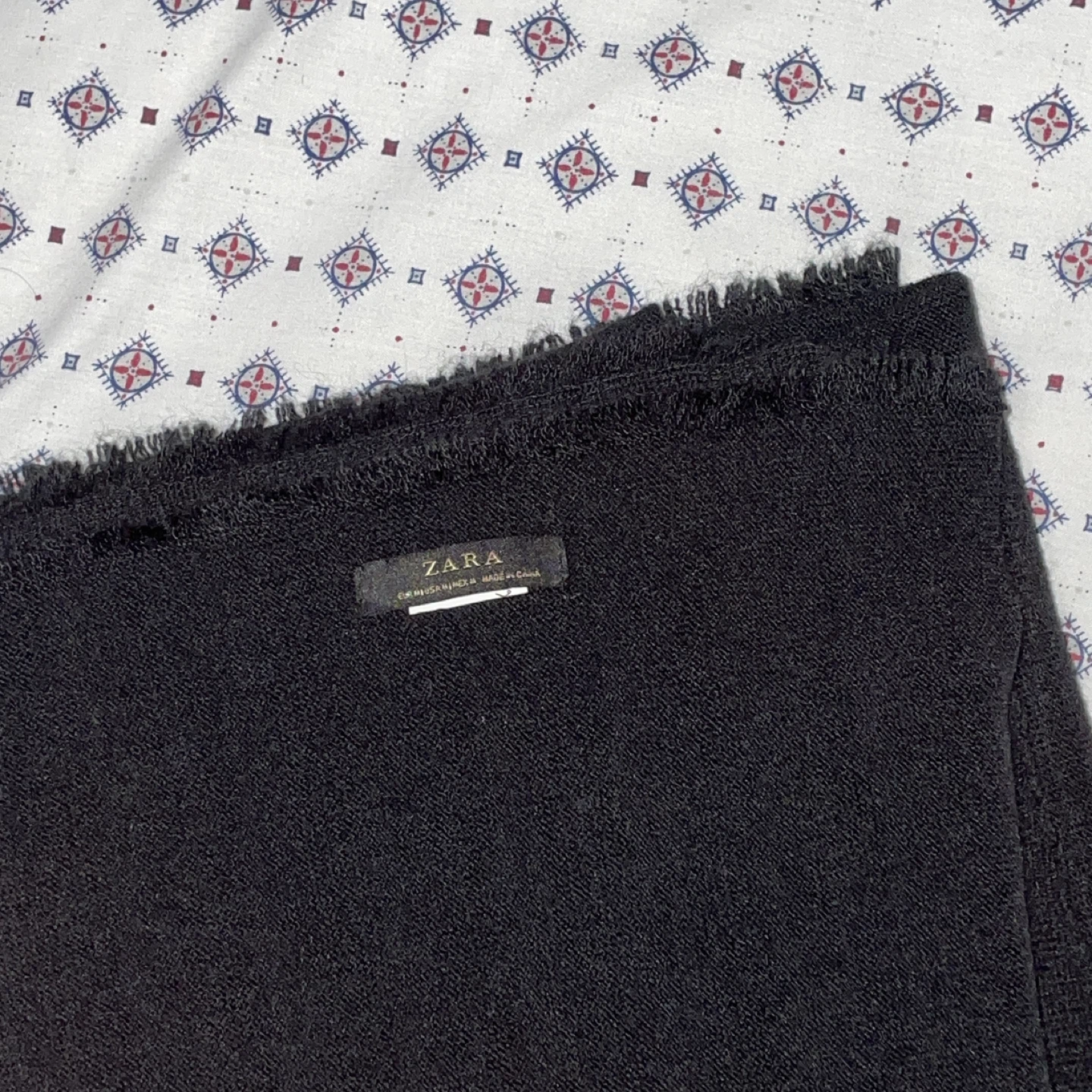 Zara Frayed Fine Knit Scarf - Black (58 x 46 inches) - photo 2