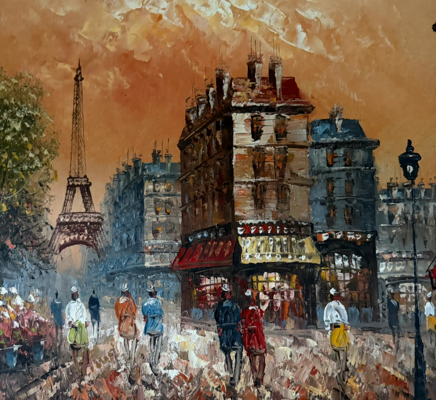 Framed Oil Painting of Eiffel Tower Paris Scene - photo 2