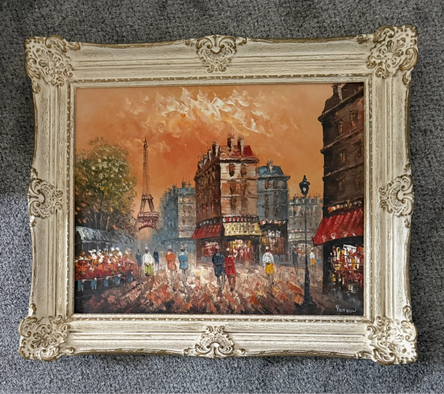 Framed Oil Painting of Eiffel Tower Paris Scene