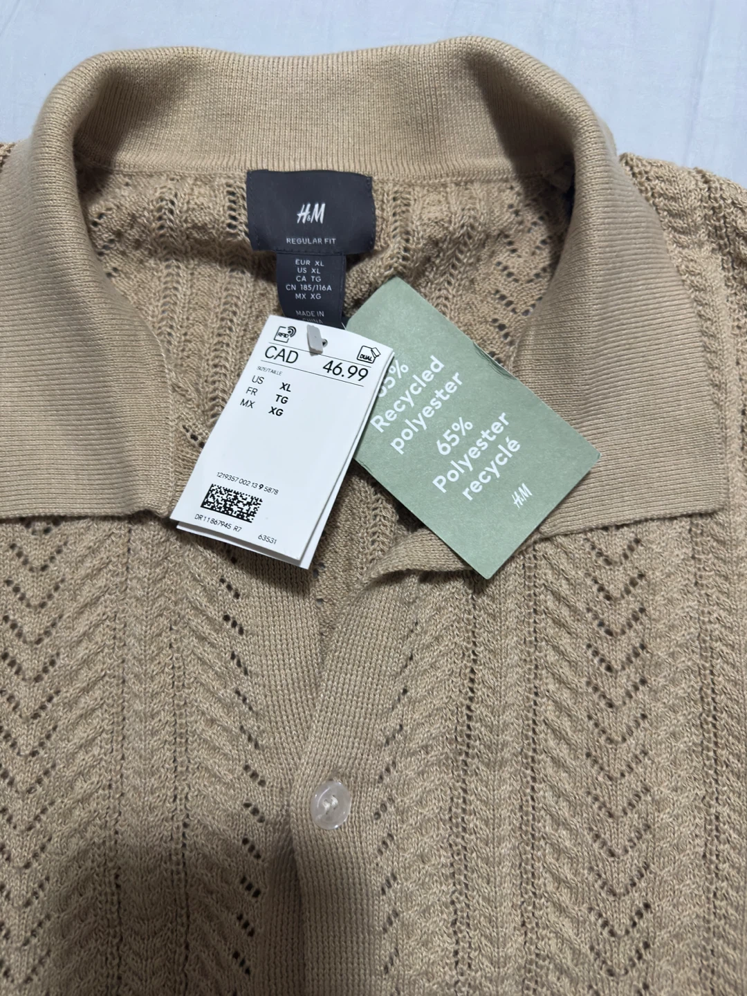 H&M Striped Short-Sleeve Button-Up Shirt XL - photo 4