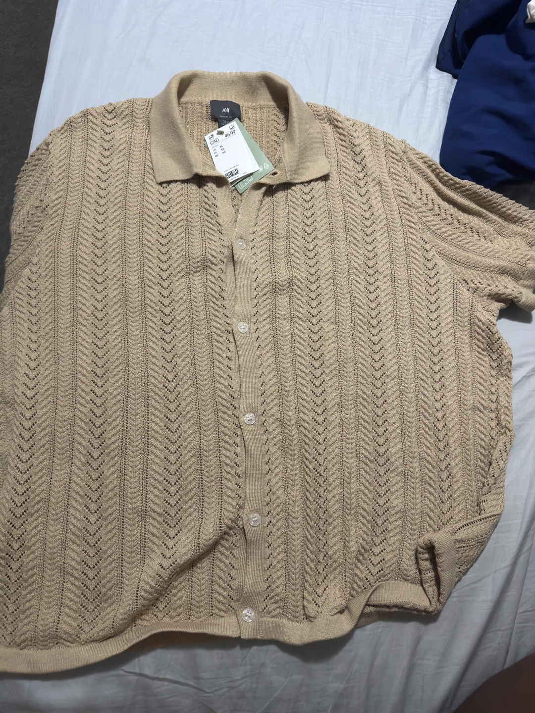 H&M Striped Short-Sleeve Button-Up Shirt XL - photo 3