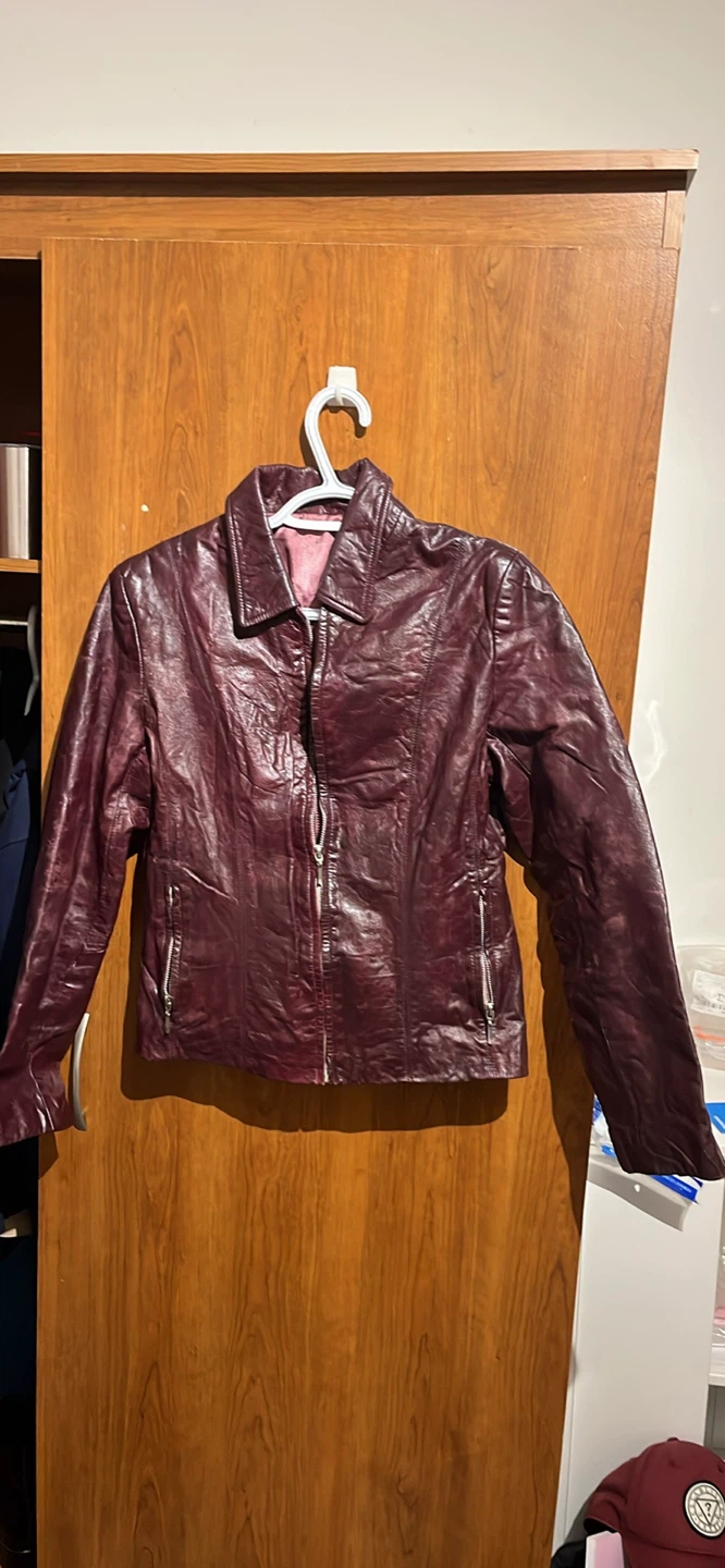 Wine vintage leather jacket